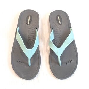 OKABASHI Women's Mint Blue Flip Flops Sandals Size Medium
